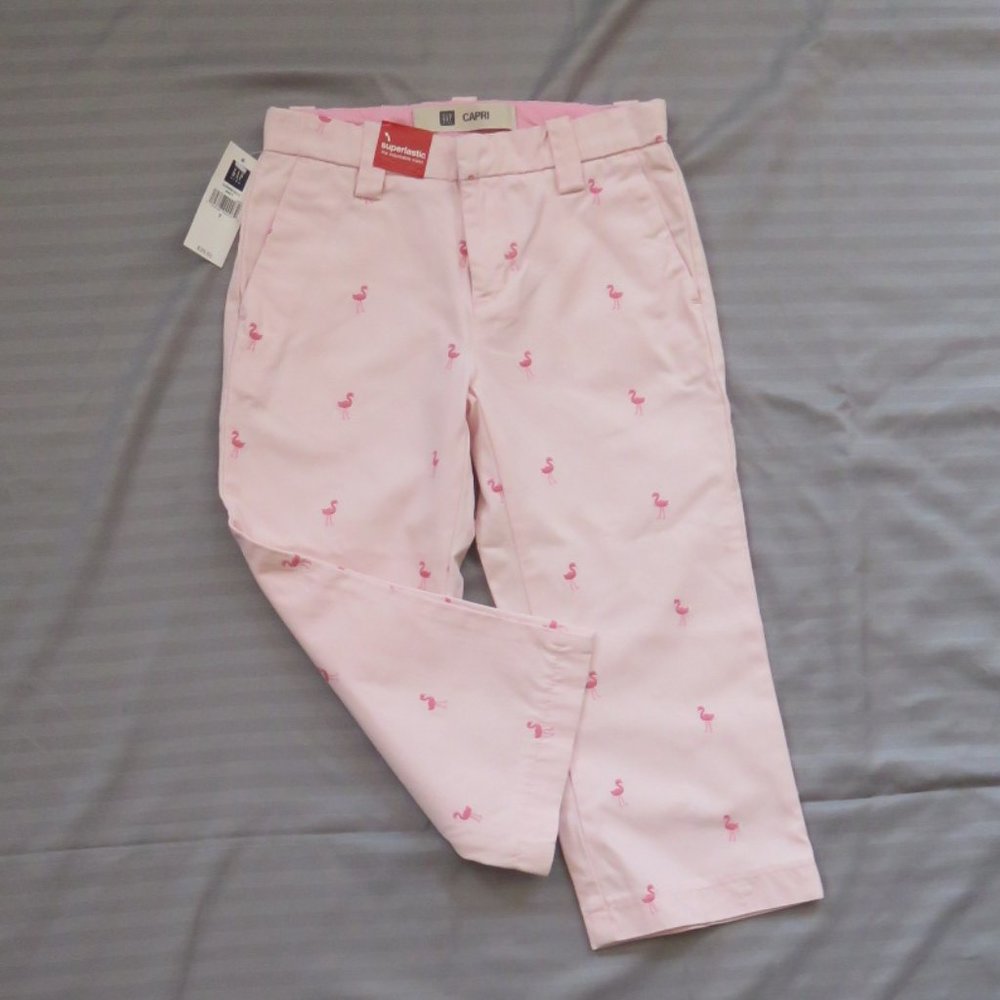 GapKids Girls Pink Flamingo Capri Pants   Size 7   NWT